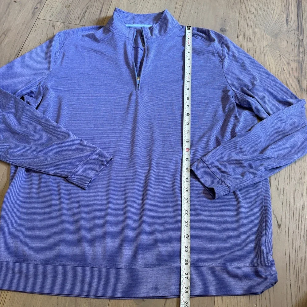 Johnnie-O Vaughn Mens XL Pompei Blue Micro Stripe Quarter Zip Pullover JMKO1890